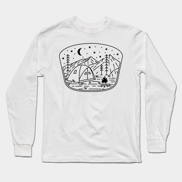 Camp Fire Line (Black) Long Sleeve T-Shirt by quilimo